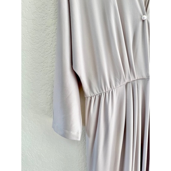 Vintage JCPenney Fashions Maxi Dress Grey V-Neck Minimalist Long Sleeve 18x54 - Picture 4 of 6